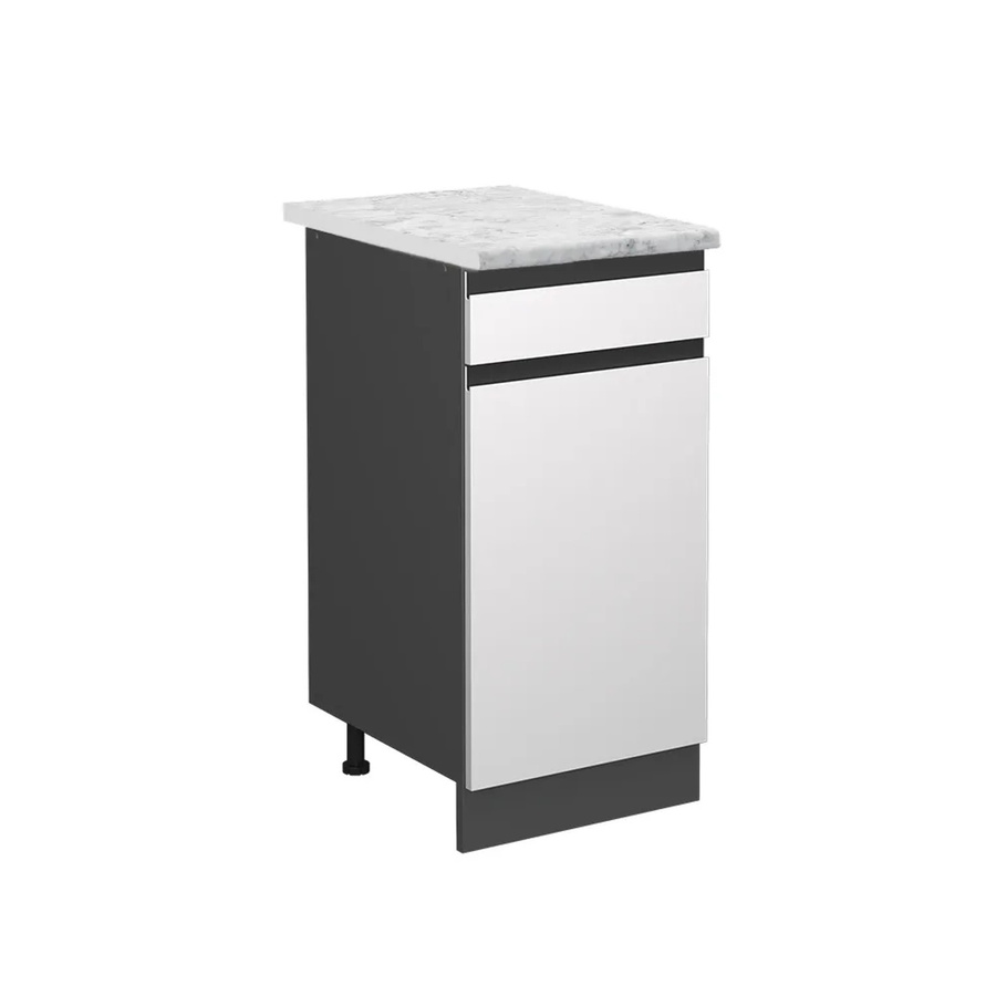 Vicco R-Line Küchenunterschrank mit Schubladen und Türen in Weiß/Anthrazit mit Marmor-Optik, B/T/H: 40,0 x 46,0 x 81,6 cm - Bild 2