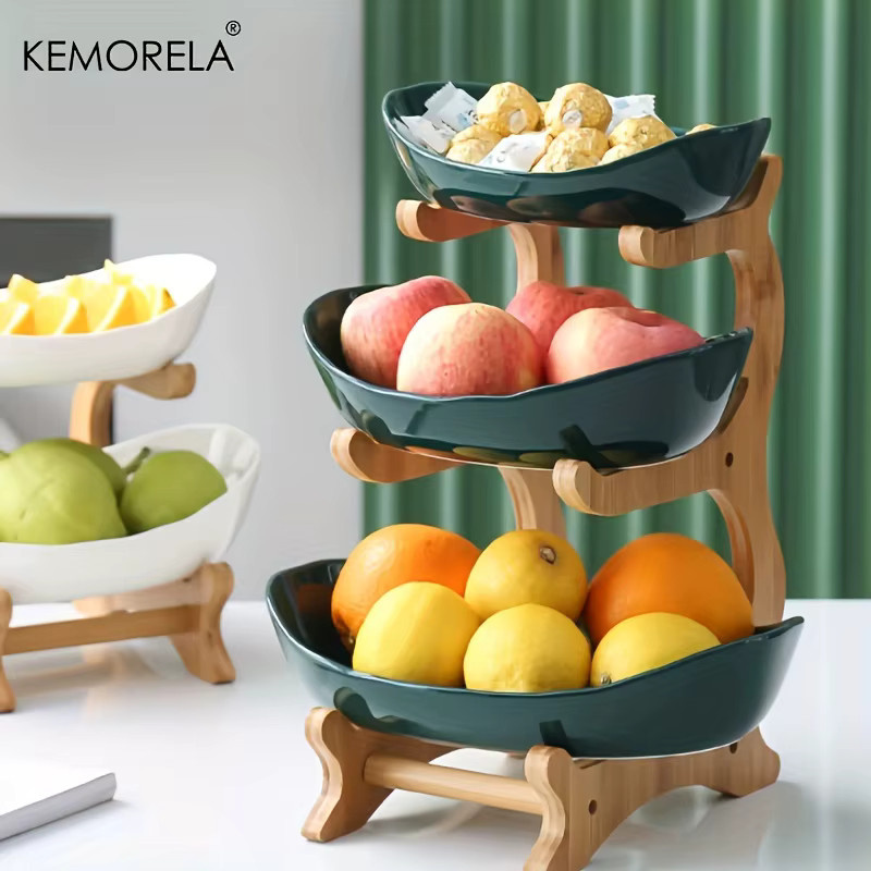 KEMORELA Obstplatte aus Kunststoff in Grün für Snacks, Süßigkeiten und Obst mit 2 bis 3 Schichten - Bild 4