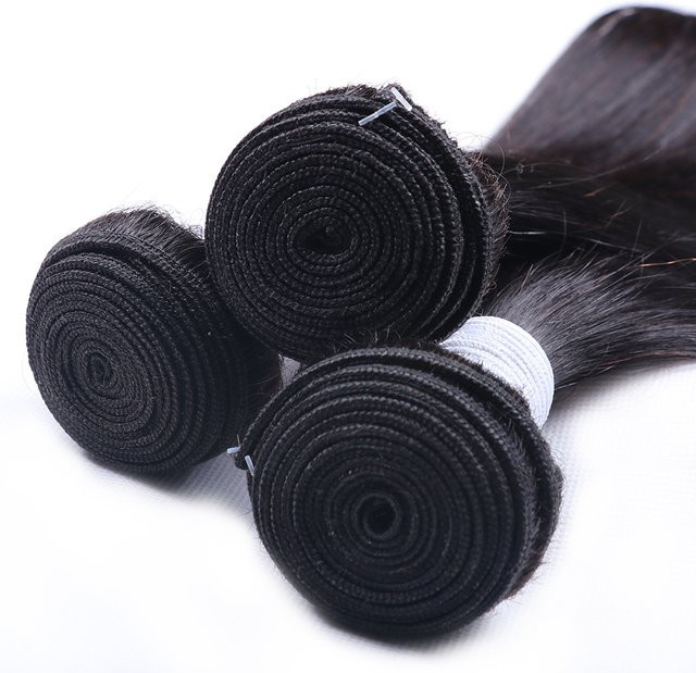 Fuduete Echthaar-Bündel, peruanisches Remy-Haar, schwarz, glatt - Bild 1