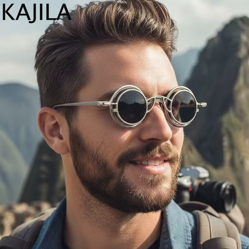 Kajila Sonnenbrille, Clip On, rund, Vollrand, Metall, Herren - Bild 2
