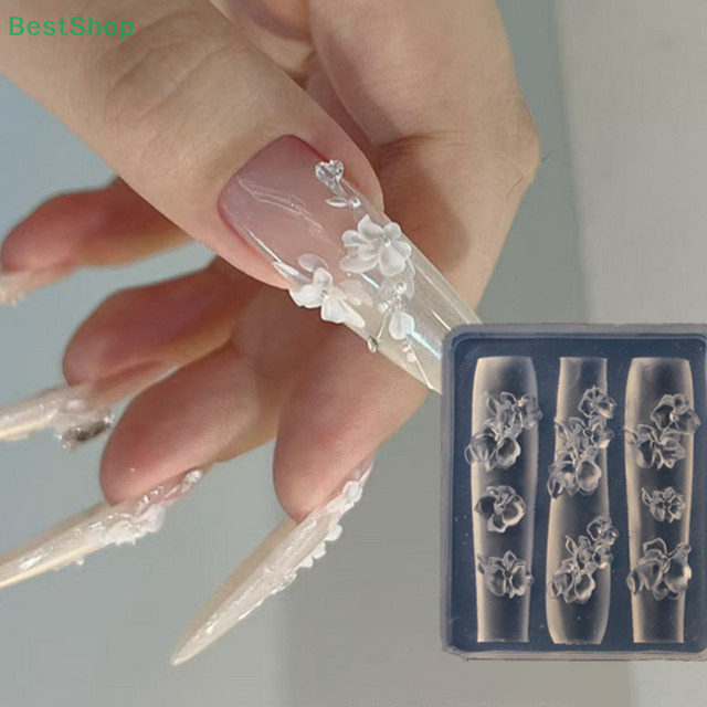 HNKMP 3D Hibiskus Blume Silikon Nail Art Form, Transparente Maniküre Vorlage - Bild 1