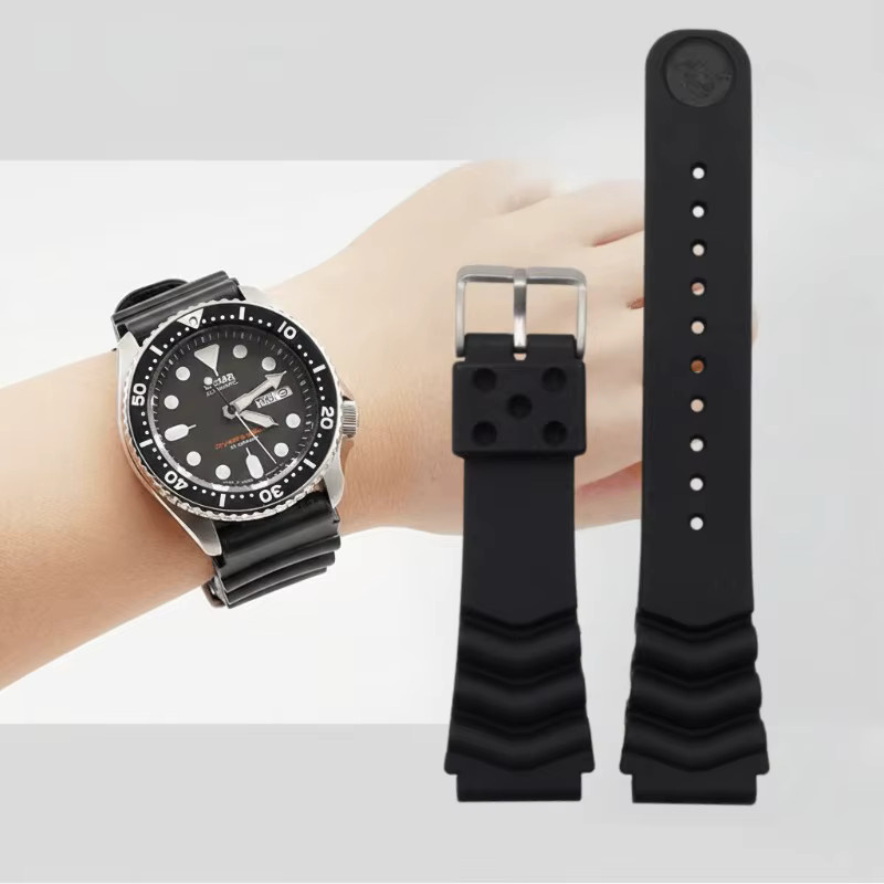 JBAILI Uhrenarmband Kautschuk, Schwarz, Unisex, 20mm/22mm - Bild 2