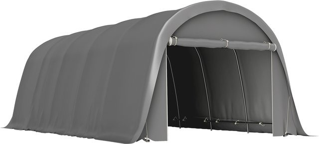Outsunny Carport-Zelt als Außen-Unterstand und Lagerzelt mit abnehmbaren Seitenwänden und großer Rolltür für Auto, LKW oder Boot, dunkelgrau, B: 7,2 m, T: 3,6 m - Bild 1