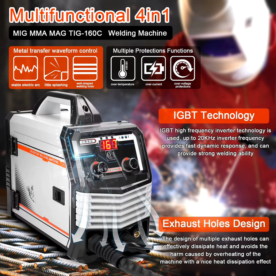 OWJHE Multifunktionales Vier-in-Eins Inverter-Schweißgerät 160C für MIG, MMA, MAG und TIG - Bild 6