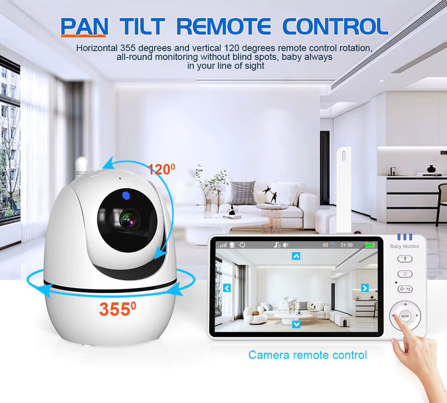 CHAMOUS 5-Zoll Video-Babyphone mit Audio-Kamera, 2-Wege-Audio und Temperaturanzeige sowie wiederaufladbarem Akku - Bild 5