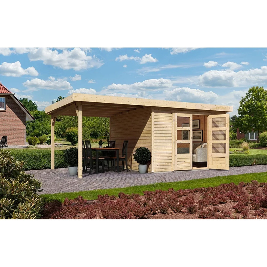 Karibu Holz-Gartenhaus Boras in Natur Braun mit modernem Design, B/T: 298 x 302 cm - Bild 2