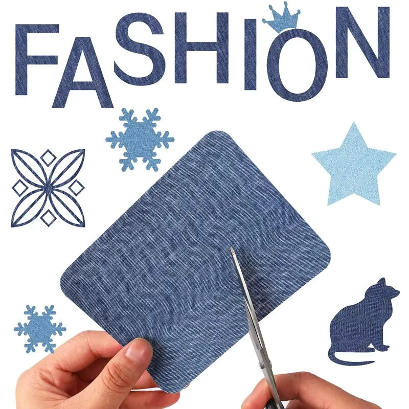 Denim-Aufnäher Reparaturset aus 100 % Baumwolle in Blau für Jeans und Kleidung - Bild 3