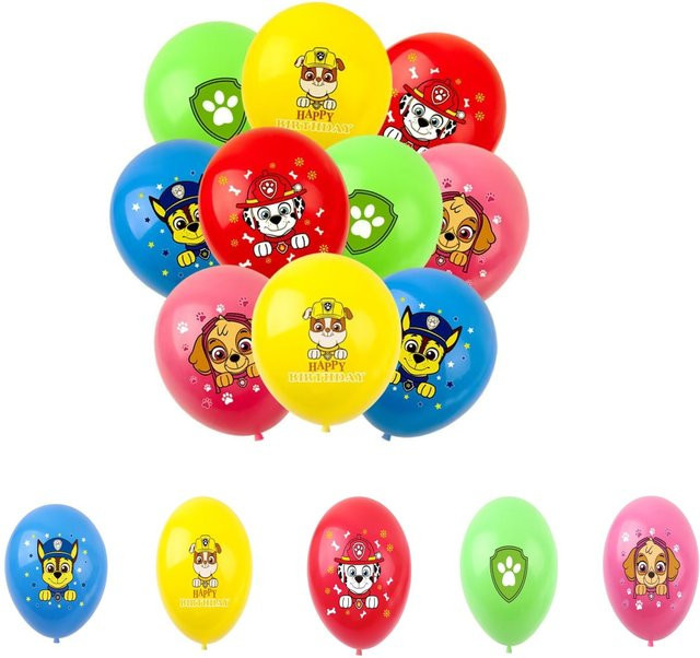 10 Stück Paw Patrol Latexballons in Mehrfarbig für Kindergeburtstage mit Chase, Skye und Marshall - Bild 1