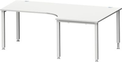 Schäfer Shop Genius Winkelschreibtisch MODENA FLEX 90 Grad mit T-Fuß-Rundrohr, Ansatz rechts, lichtgrau, Breite: 200 cm - Bild 1