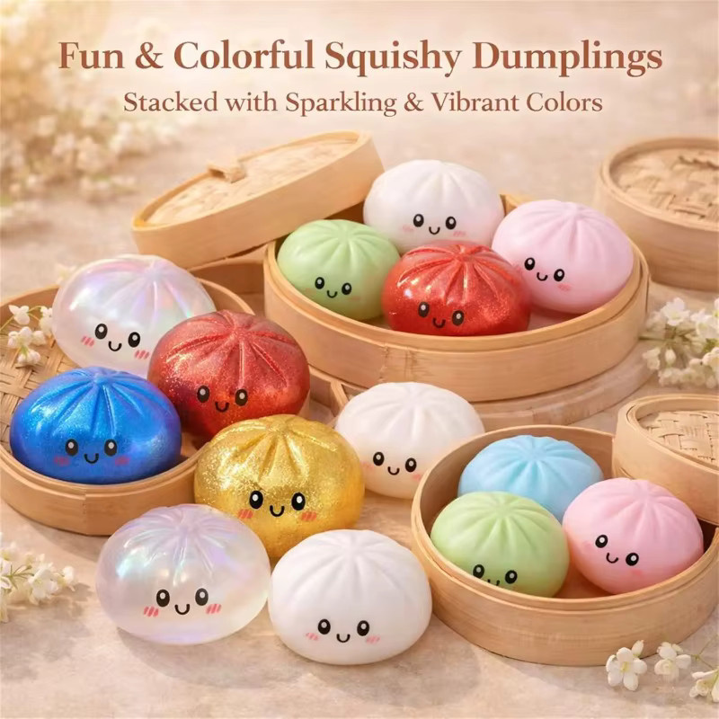 LDCX Glitzer-Dumpling Squishy mit Box, sensorisches Anti-Stress-Spielzeug - Bild 2