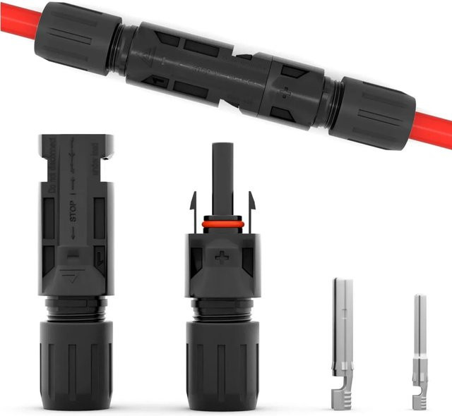 hb-digital Solarstecker Set 20 Paare 1000V PV Stecker IP68 in Schwarz für Solarkabel 4mm² oder 6mm² - Bild 1