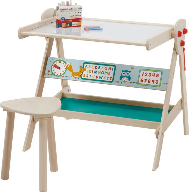 Roba Standtafel mit Hocker Fuchs und Eule für das Kinderzimmer aus Holz in Matt - Bild 1