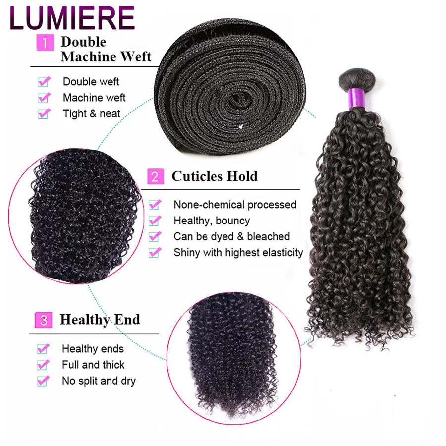 Lumiere Hair Virgin Raw Deep Afro Kinky Curly Bundles, 100 % Echthaar, Super Double Drawn, Unisex - Bild 3