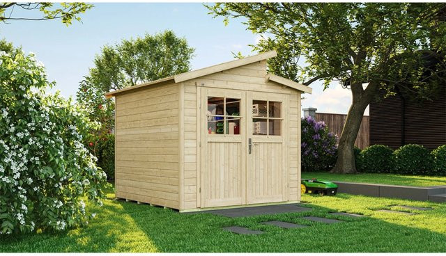 WEKA Gartenhaus 226 Gr.2 aus europäischer Fichte in Beige mit Pultdach und Vordach B/H/T: 267 x 252 x 239 cm - Bild 1