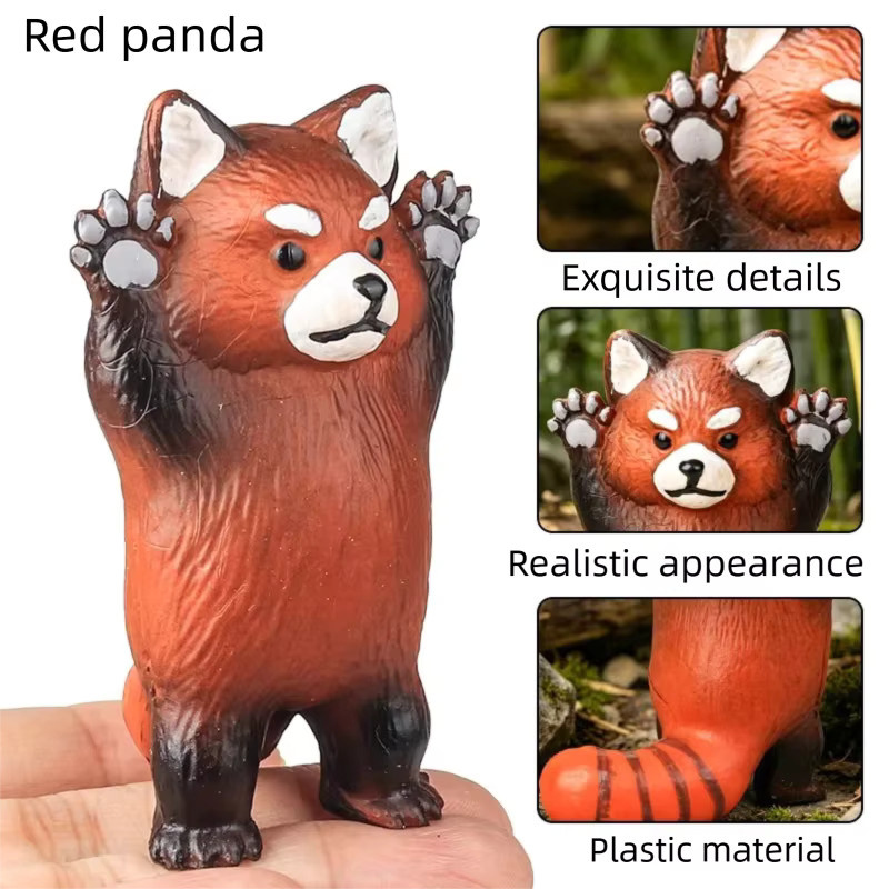 Oenux Roter-Panda-Modell, Niedliche Puppe, Tierfiguren, Kunststoff - Bild 2