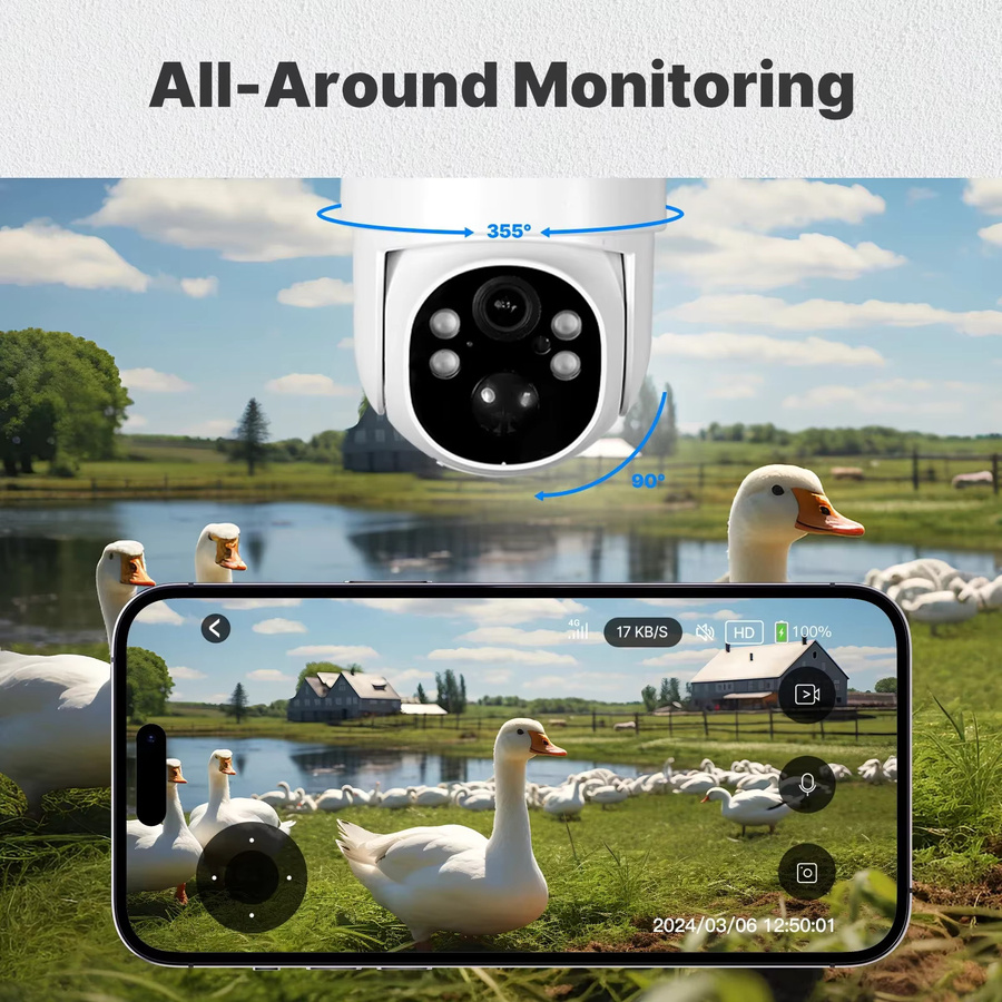 MOES Tuya WIFI Smart Sicherheitskamera mit 4MP Auflösung, Solarbetrieb, IP65 Wasserdicht, Menschen-Tracking und Vollfarb-Nachtsicht in Weiß - Bild 5