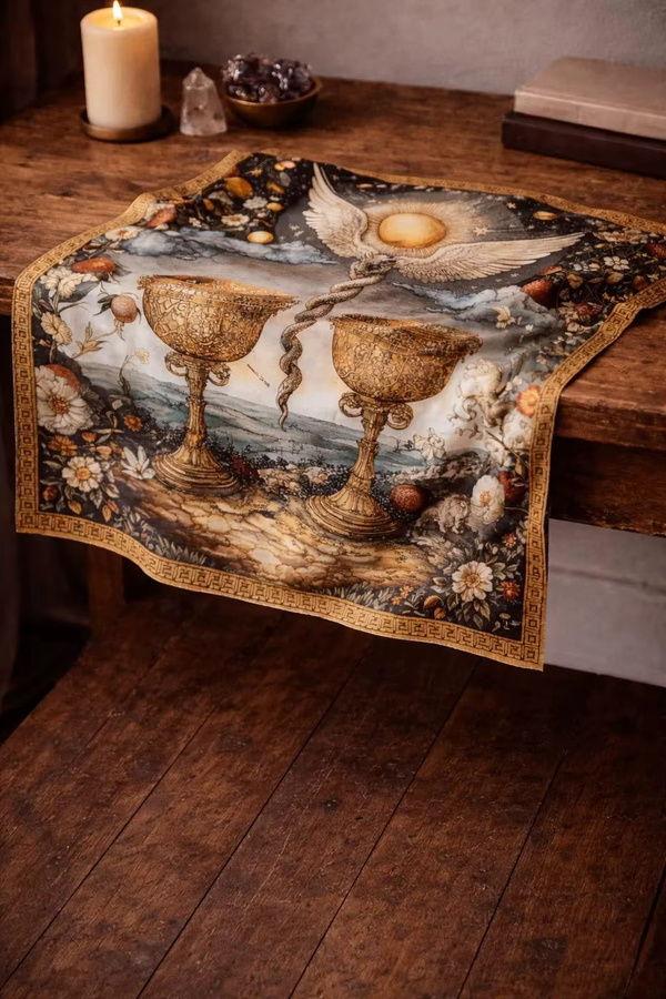 Hermetica Antiqua Two of Cups Tarot-Tuch, bunte Altarmatte im Vintage-Stil - Bild 5