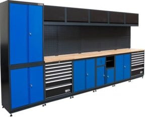BGS Schrankwand-System Kompakt aus Holz in Blau mit 6 Modulen und abschließbarer Funktion - Bild 1
