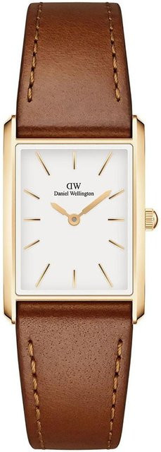 Daniel Wellington Damenuhr, Quarz, Edelstahl, Gold, Leder, Rechteckig - Bild 1