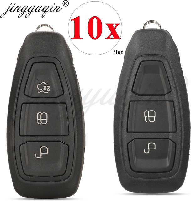 Jingyuqin 10er Set Ersatzgehäuse für Ford Autoschlüssel mit 2 oder 3 Tasten in Schwarz für Focus C-Max Mondeo Kuga Fiesta Galaxy S-Max B-Max Keyless Fall - Bild 1