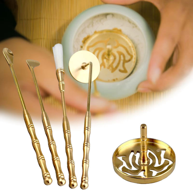 Kesoto 5-teiliges Messing-Räucherstäbchen-Set in Gold für Weihrauch-Zeremonien, Yoga und Meditation - Bild 2