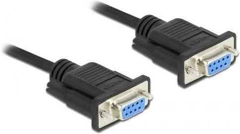 Delock Seriell Anschlusskabel RS232 auf RS232, 1x RS232-Buchse zu 1x RS232-Buchse, Schwarz, 0,5 m - Bild 1