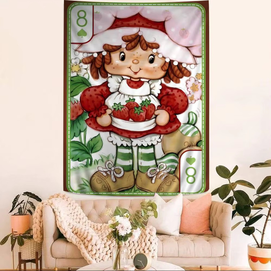 Cartoon Erdbeer-Shortcake Wandteppich aus Textil in Mehrfarbig für Kinderzimmer und Heimdekoration - Bild 2