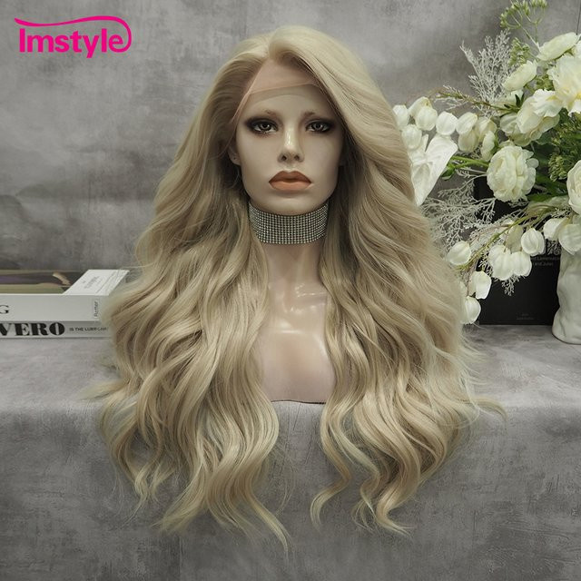 Imstyle Perücke, aschblond, lang, gewellt, synthetisch, Damen - Bild 1