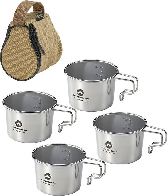 CAMPINGMOON S180-4P+B Kaffeetassen-Set aus 304 Edelstahl in Silber mit Aufbewahrungstasche, 4-teiliges Outdoor Camping Set - Bild 1