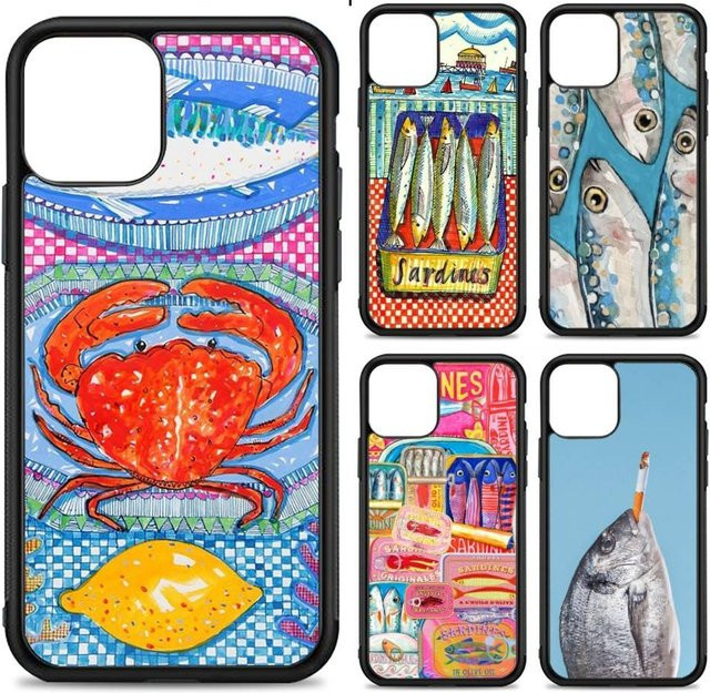 Handyhülle mit Sardinen Fisch Kunst Motiv aus Silikon und TPU für Apple iPhone 11 12 13 14 15 16 17 Pro Max Plus Multicolor - Bild 1