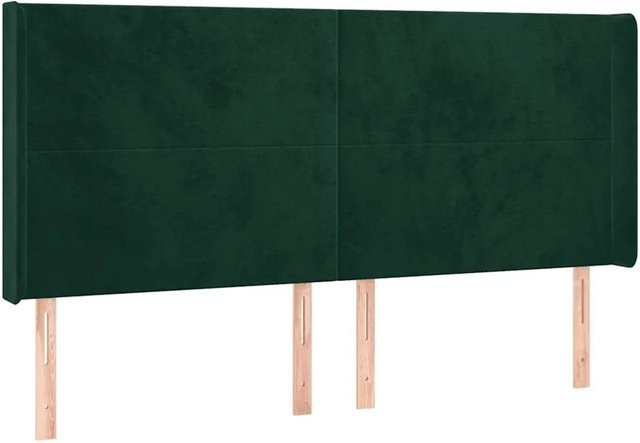vidaXL Kopfteil mit Ohren in Dunkelgrün aus Samt, B/H/T: 183 x 118 x 16 cm - Bild 1