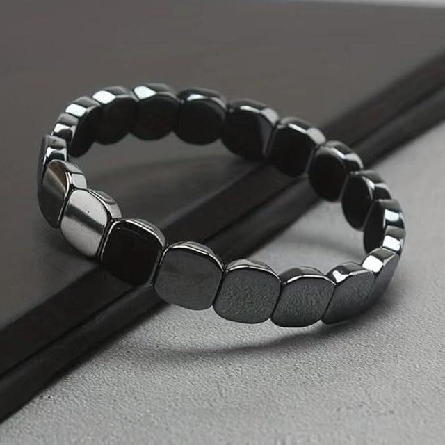Armband Hämatit, Schwarz, Quadrat Perlen, Unisex - Bild 1
