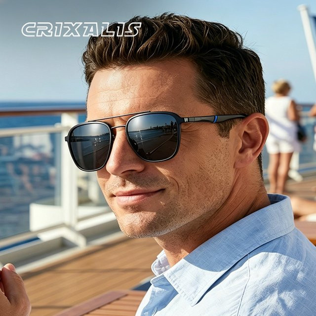 CRIXALIS Sonnenbrille, Herren, Vollrand, Schwarz, Metall, polarisiert - Bild 1