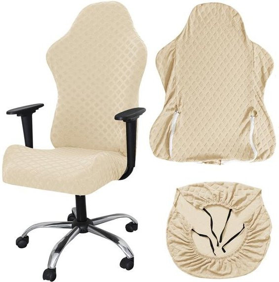 S-EMIGA Wasserdichter Jacquard-Sitzbezug für Gaming- und Rennstühle, Universal-Schiebebezug in Beige - Bild 1