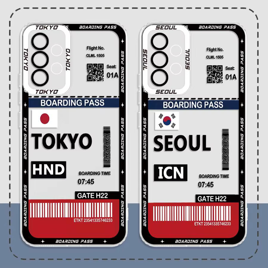 Weiche Handyhülle Tokyo Seoul Boarding Pass für Samsung Galaxy A-Serie in Multicolour - Bild 2