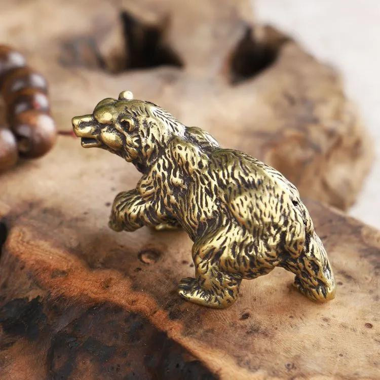 Yiran Furniture Desktop Dekoration Bär Statue aus Messing in Gold und Kupfer - Bild 3