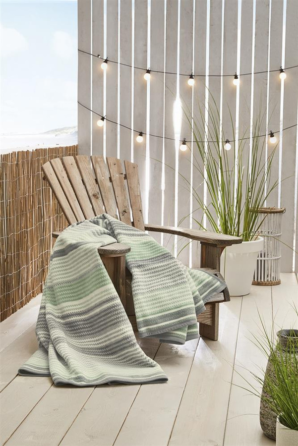 Ibena Kuscheldecke Sorrento Streifen grün-grau B/B/H: 150 x 200 cm - Bild 1