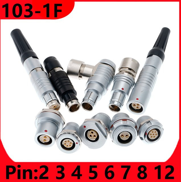 Fischer Kompatibler 12-poliger Stecker und Buchse mit Halbmond-Positionierungsstift in Silber - Bild 1