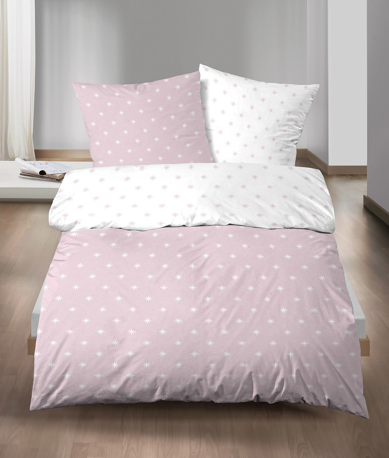 Biberna Mix&Match Sterne Bettwäsche aus Mako-Satin in Mehrfarbig/Pink, B/H: 135 x 200 cm - Bild 1