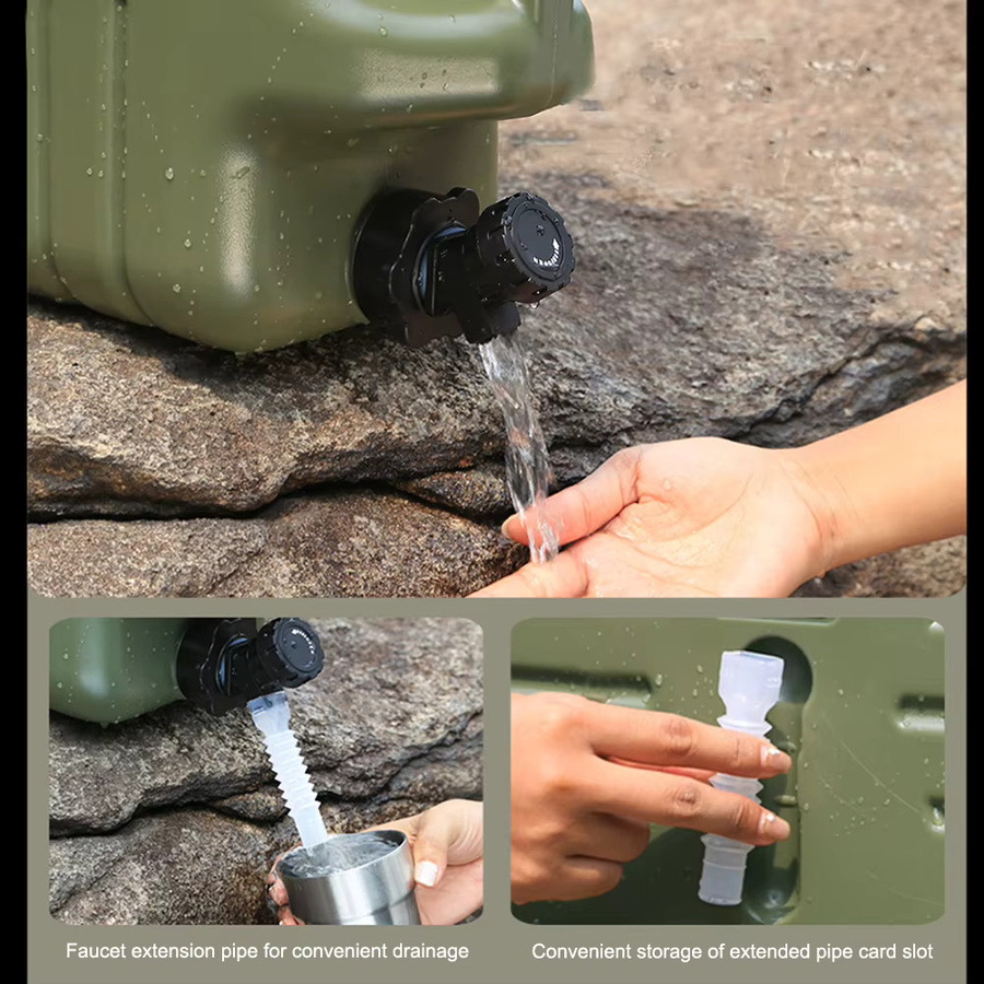 Alloet Outdoor-Wasserbehälter mit 11 l Volumen, tragbarer Camping-Wasserbeutel in Grün mit abnehmbarem Wasserhahn - Bild 5