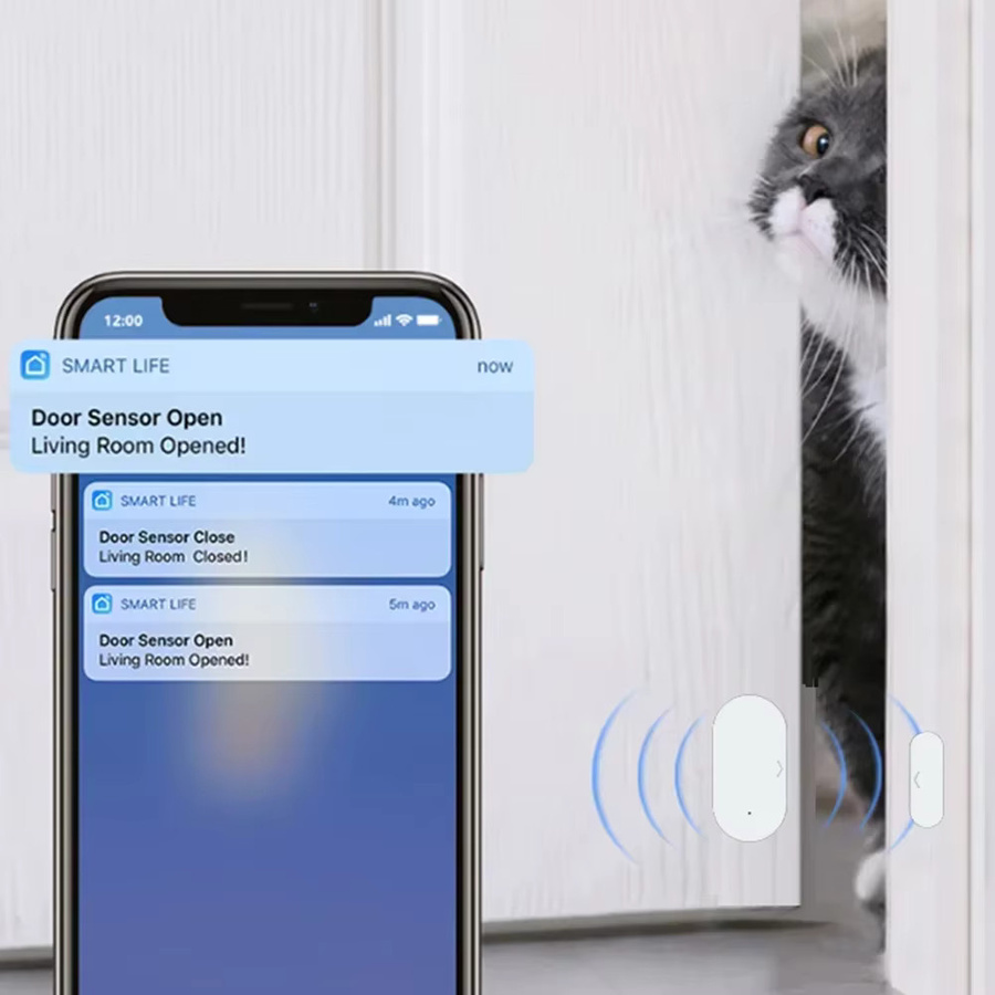 Tuya Zigbee Tür- und Fenstersensor für Smart Home Automation und Einbruchschutz, kompatibel mit Alexa und Google Home, erhältlich in Schwarz oder Weiß - Bild 3