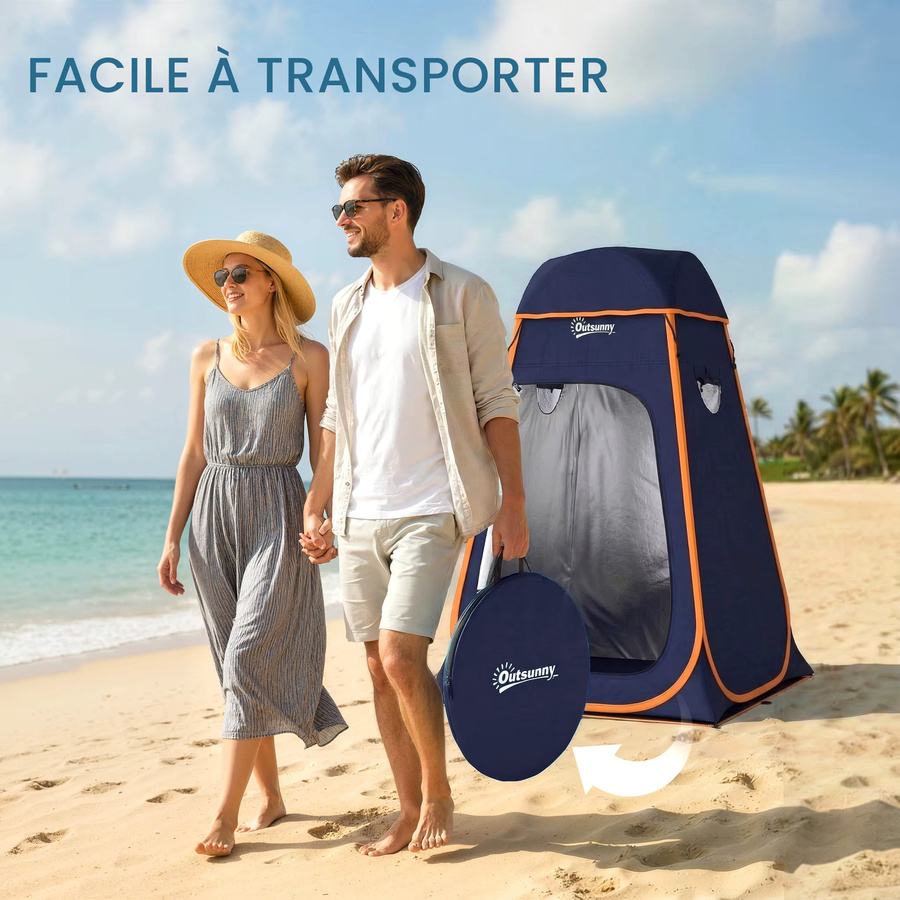 Pop-Up-Privatsphäre-Zelt in Blau, sofort aufbaubares wasserdichtes Umkleide- und Duschzelt mit UV-Schutz für Camping, Strand und Outdoor-Sport, B/H/T: 200 x 152 x 152 cm - Bild 5