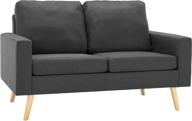 vidaXL 2-Sitzer-Sofa Modell 5 in Dunkelgrau mit Stoffbezug und Massivholzrahmen, B/T/H: 130,0 x 76,0 x 82,5 cm - Bild 1