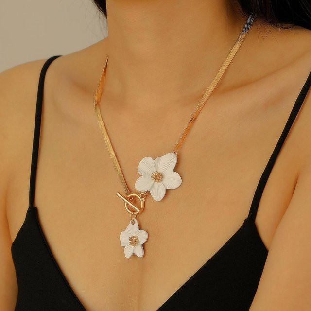 YULIN Schmuckset, weiße Blume, Gold, Damen, Hochzeit - Bild 1
