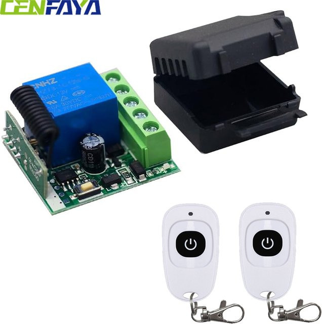 CENFAYA Drahtloser RF Relais Empfänger Modul mit Fernbedienung 1CH EIN/AUS Schalter für LED Licht Tor und Tür (6V 9V 12V 24V) - Bild 1