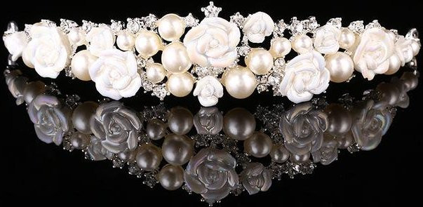 Wucifang Jewelry Diadem, Silber Farbe, Kristall, Strass, Perle, Damen - Bild 1