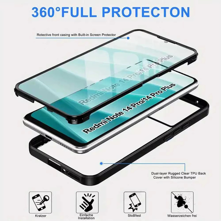 Xiaomi 360 Full Body Screen Protector für Redmi Note 14 Pro Plus, Note 14 Pro 4G 5G und Note 14, Transparent - Bild 3