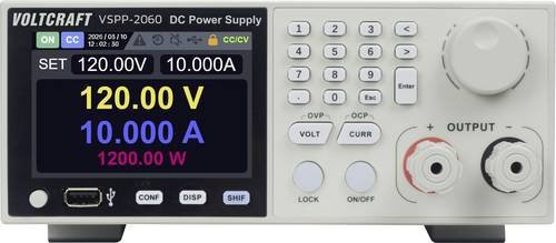 Voltcraft VSPP-2060 Labornetzgerät für Rackeinbau, grau, einstellbar 0 - 600 V/DC, 0 - 10A, 2000W, mit USB, RS-485 und LAN programmierbar - Bild 1