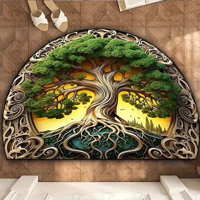 Halbkreis-Fußmatte Value Vault in Nature, gestreift, Multicolour, B/T: 60 x 40 cm - Bild 1