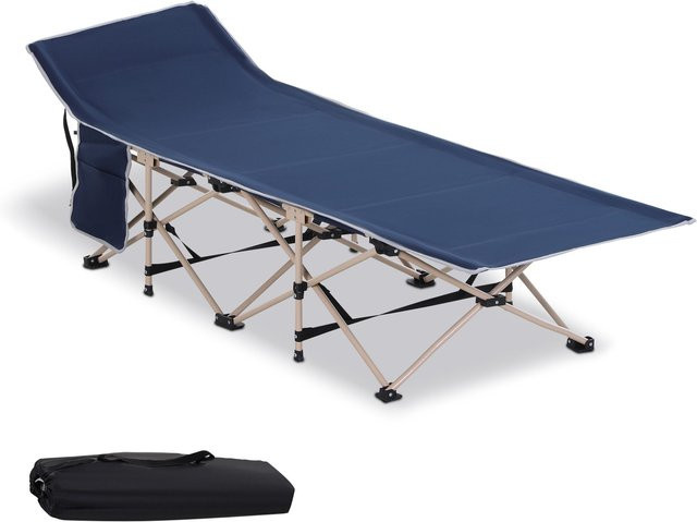 Outsunny Feldbett Faltbares Campingbett mit Aufbewahrungstasche Blau, B/T/H: 190 x 68 x 52 cm - Bild 1